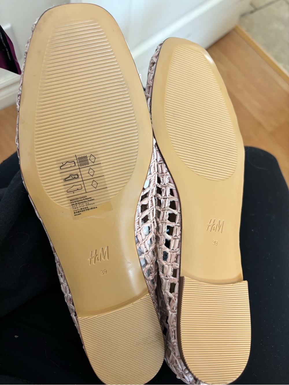 H&M Pink Woven Ballet Flats - Slip-On Casual Women's Shoes - Picture 5 of 6